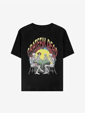 Hot Topic Black Grateful Dead Skeleton Card Game T-Shirt